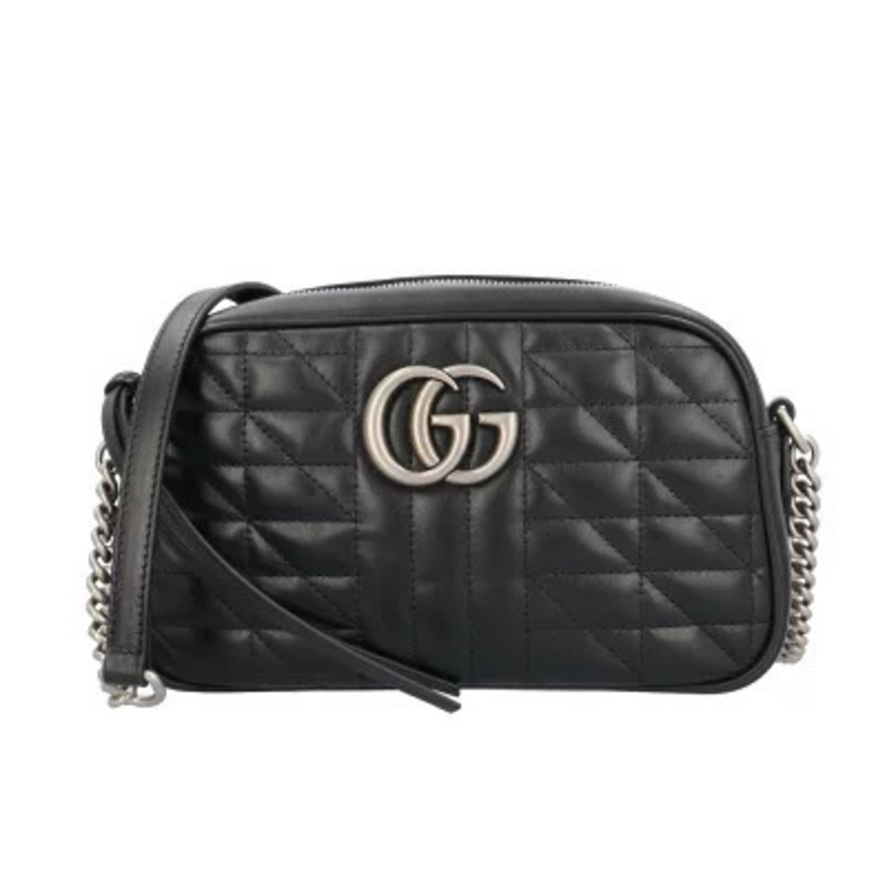 Gucci Camera Bag GG Marmont Shoulder Leather Black